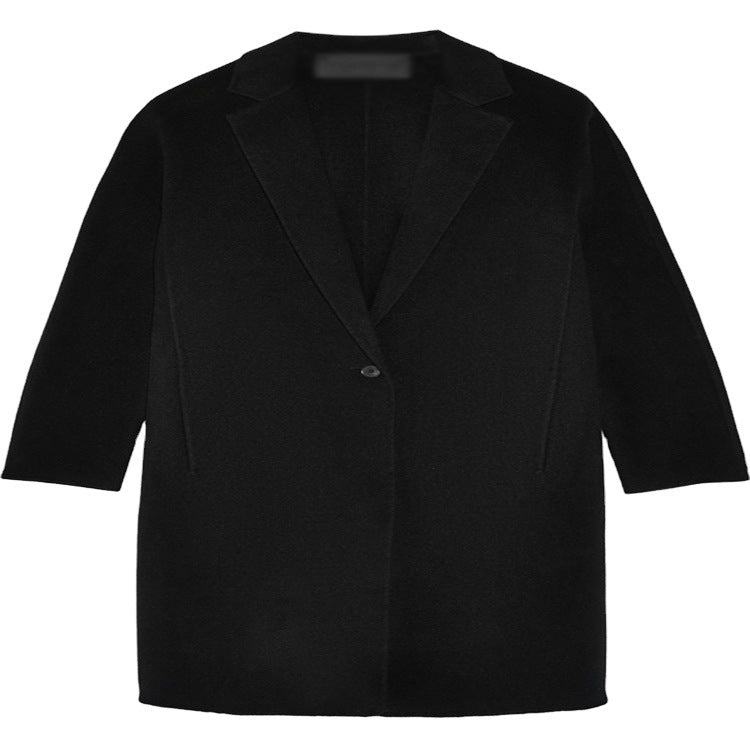 Damen Schlichter Oversize-Longmantel aus Woll‑Kaschmir‑Mix mit dezentem Revers und Ein‑Knopf‑Front Drune