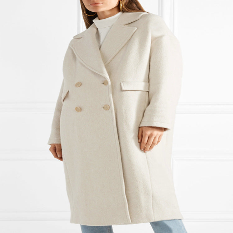 Damen Bodenlanger Relaxed-Fit Wollmix-Mantel mit soften Schultern und Seitenschlitz Drune