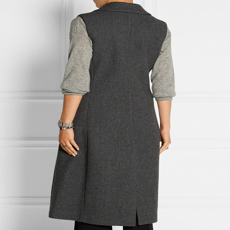 Damen Ärmelloser Wollmix-Mantel mit ausgestellter A‑Linien‑Silhouette und Ein‑Knopf‑Front Drune