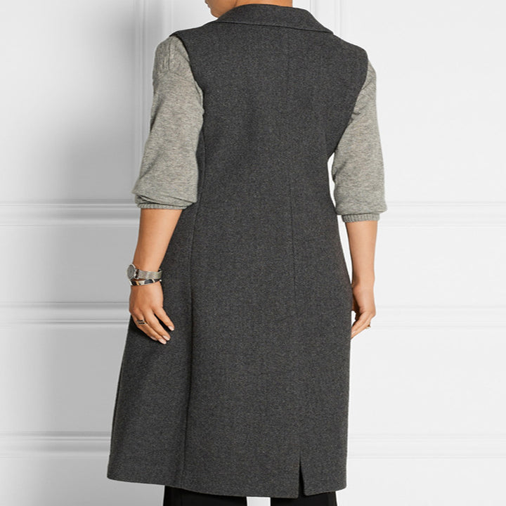 Damen Ärmelloser Wollmix-Mantel mit ausgestellter A‑Linien‑Silhouette und Ein‑Knopf‑Front Drune