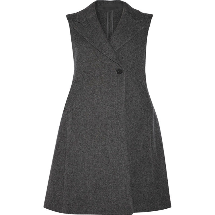 Damen Ärmelloser Wollmix-Mantel mit ausgestellter A‑Linien‑Silhouette und Ein‑Knopf‑Front Drune
