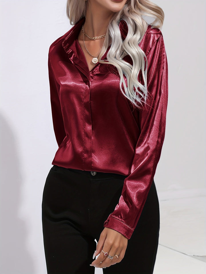 Drune | Schicke Herbst Elegante Satin Bluse für Frauen
