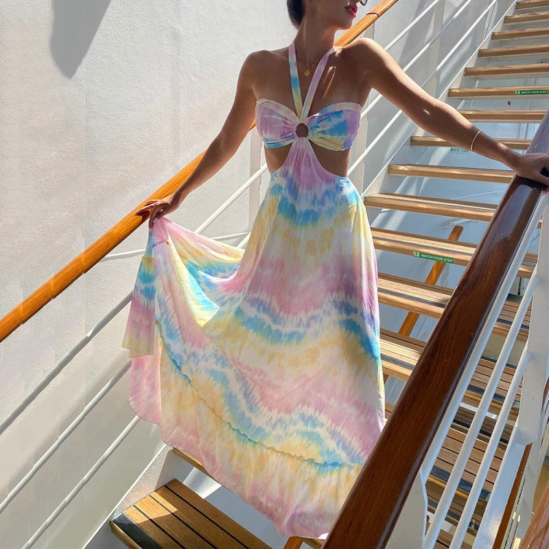 Damen Maxikleid mit frechem Cut-Out und dekorativem Ringelement Drune