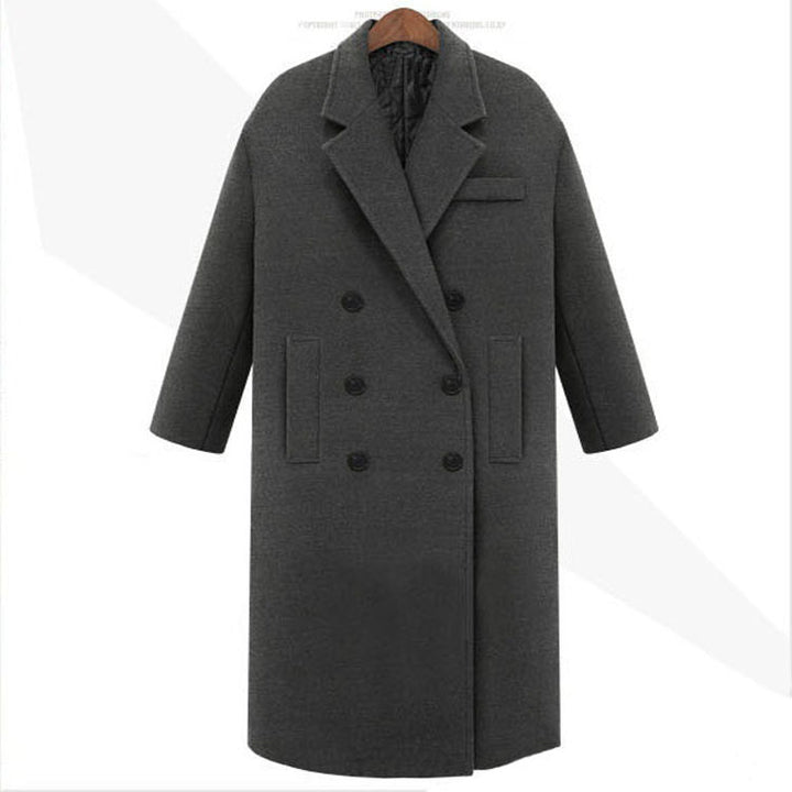Herren Longcoat im minimalistischen Doppelreiher aus Wollmix mit kastiger Oversize-Silhouette Drune
