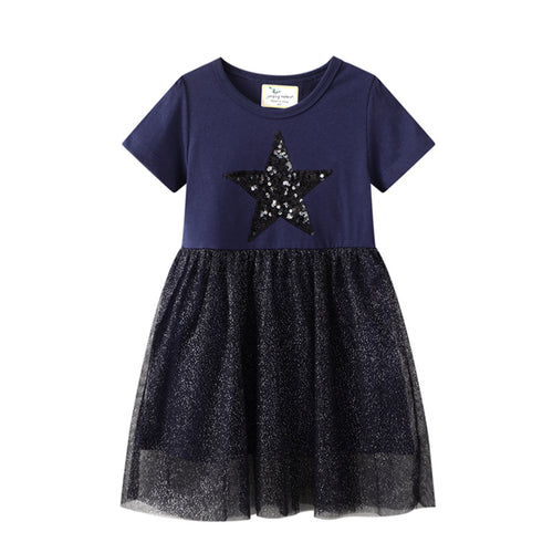 Mädchen Kleid mit glitzerndem Sternenmotiv und Tüllrock Drune