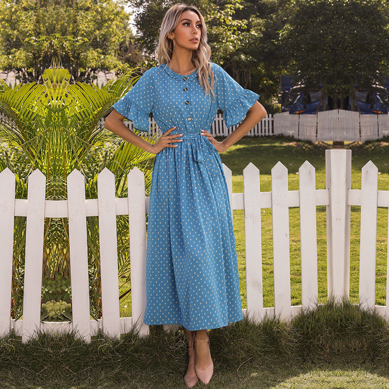 Damen Midi-Kleid mit Knopfleiste und fließendem Schnitt Drune