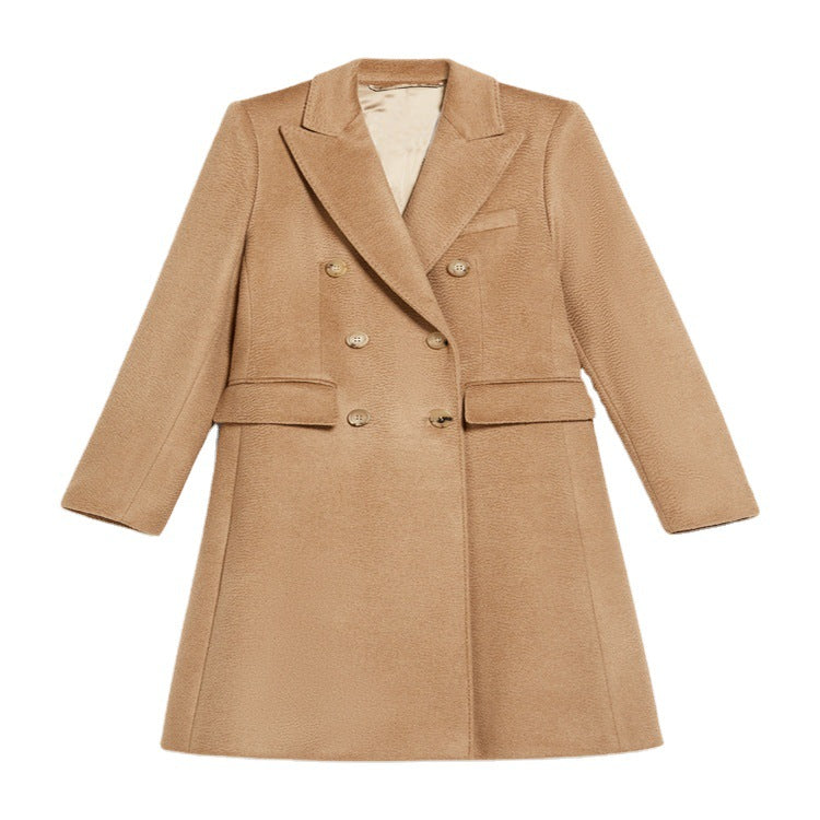 Damen Midilanger Taillierter Wollmix‑Mantel mit schmaler Schulterlinie und Pattentaschen Drune