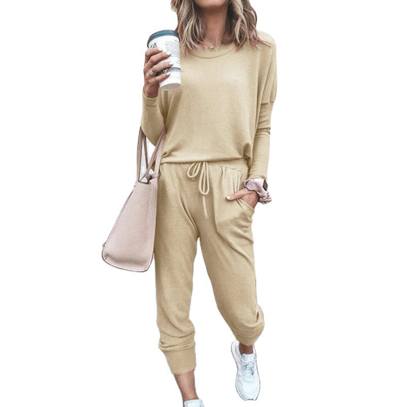 Damen lässiger Jumpsuit aus weichfließendem Material mit praktischen Taschen und Rippstrickdetails Drune