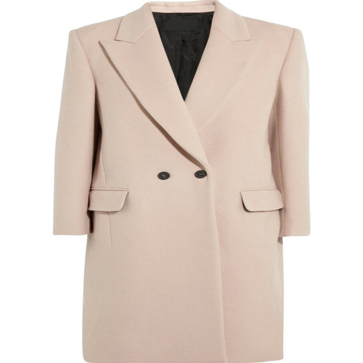 Damen Midilanger Wollmix-Mantel mit minimalistischer Einreiher-Front und Pattentaschen Drune