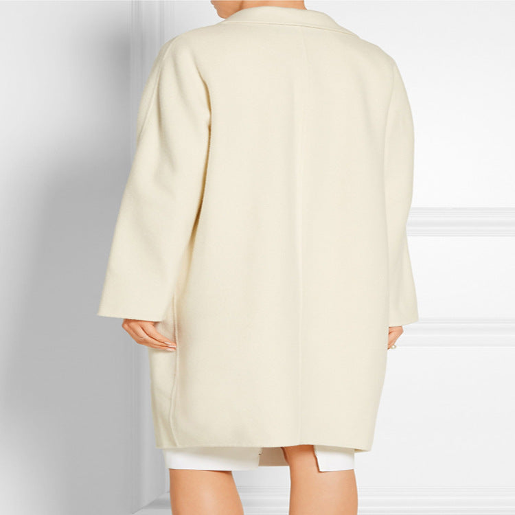 Damen Schlichter Oversize-Longmantel aus Woll‑Kaschmir‑Mix mit dezentem Revers und Ein‑Knopf‑Front Drune