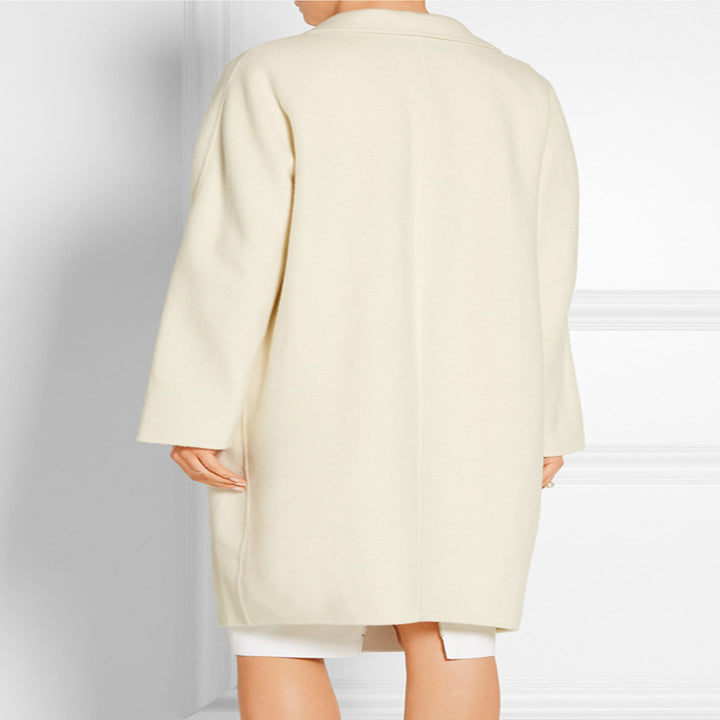 Damen Schlichter Oversize-Longmantel aus Woll‑Kaschmir‑Mix mit dezentem Revers und Ein‑Knopf‑Front Drune