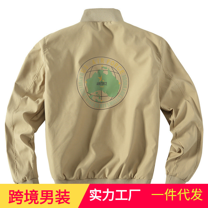 Herren Militärinspirierte Bomberjacke mit Aufnähern, Stehkragen & Reißverschluss Drune