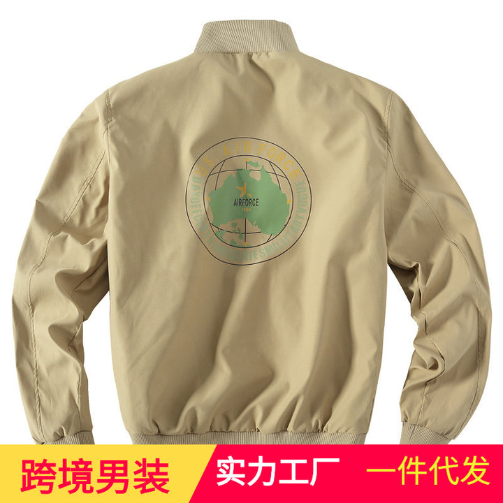 Herren Militärinspirierte Bomberjacke mit Aufnähern, Stehkragen & Reißverschluss Drune