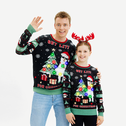 Drune | Get Lit Llama Weihnachten Weihnachtspulli - Herren