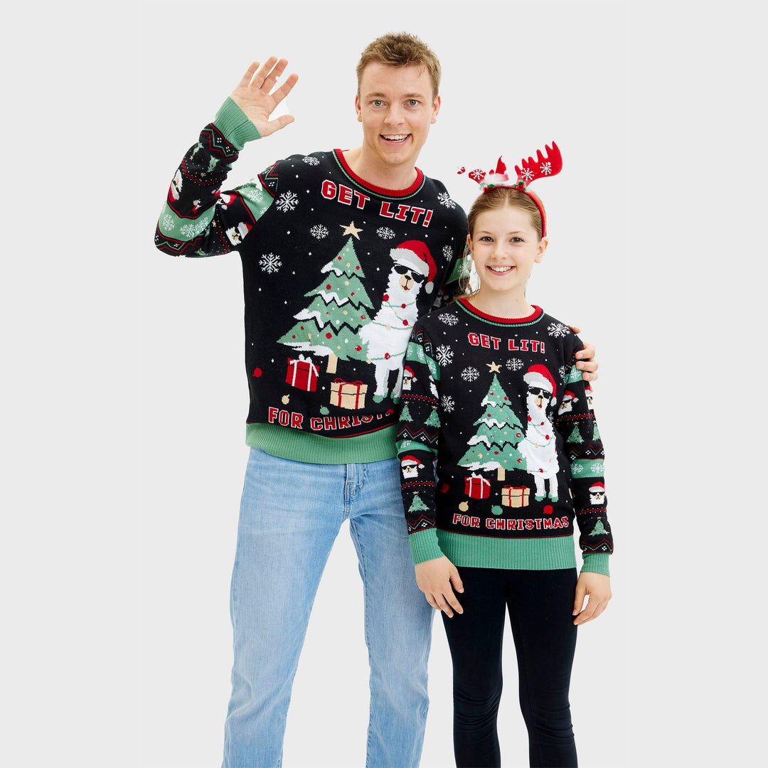 Drune | Get Lit Llama Weihnachten Weihnachtspulli - Herren