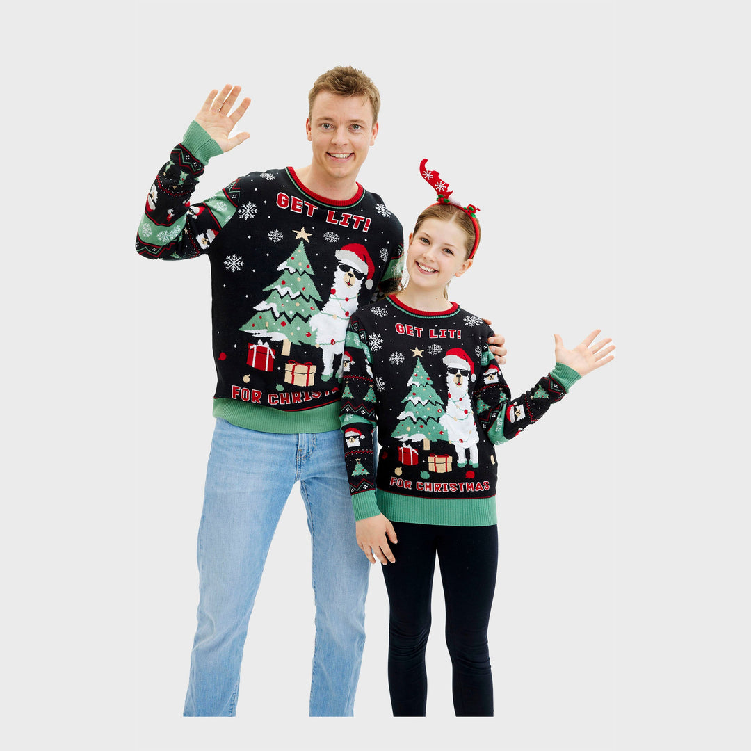 Drune | Get Lit Llama Weihnachten Weihnachtspulli - Herren