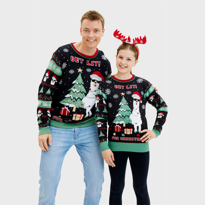 Drune | Get Lit Llama Weihnachten Weihnachtspullover - Damen