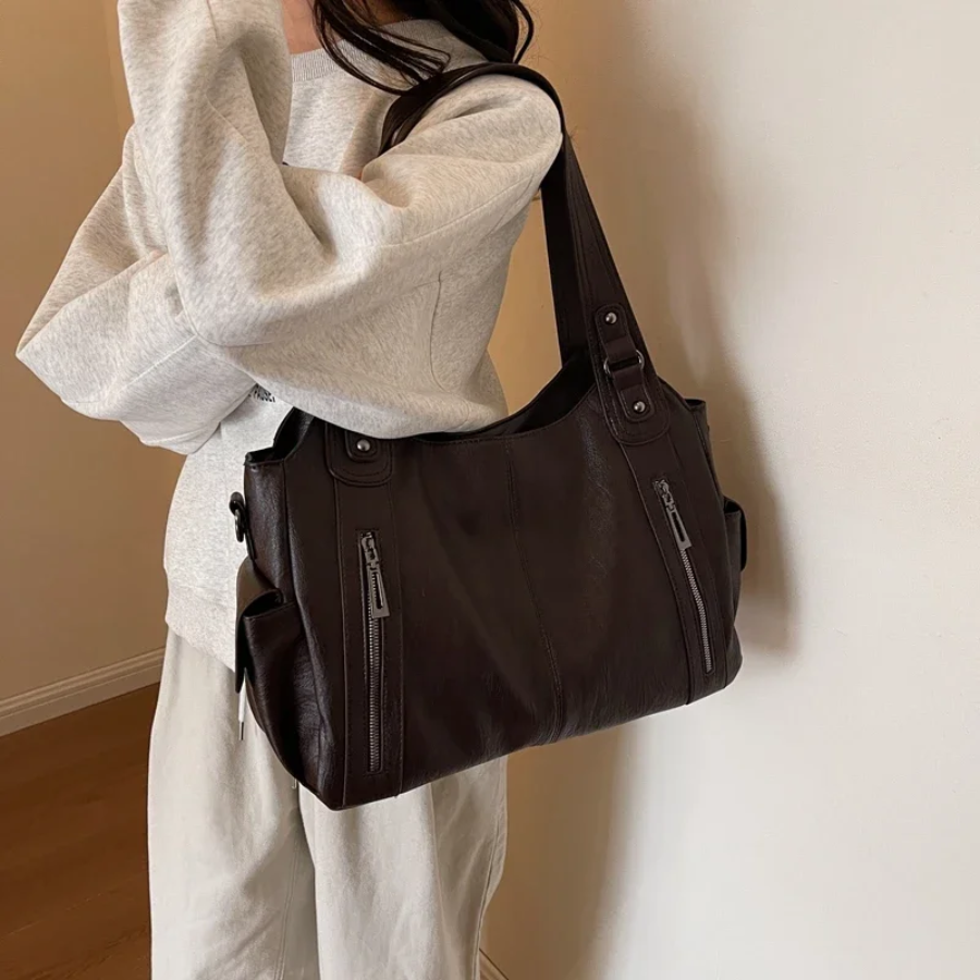 Drune | Stilvolle Lederhandtasche Mit Reißverschluss