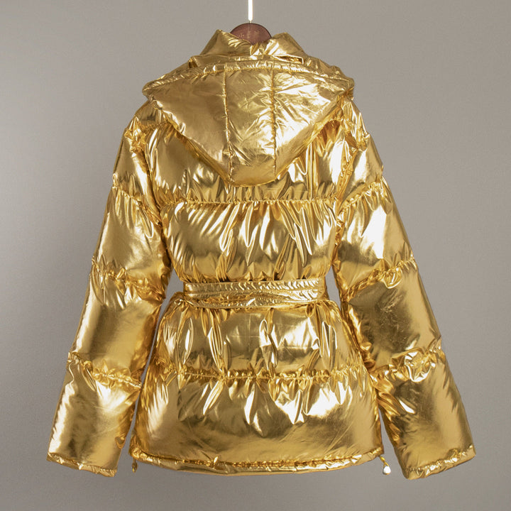 Drune | Cooler Glänzender Kapuzen Pufferjacke
