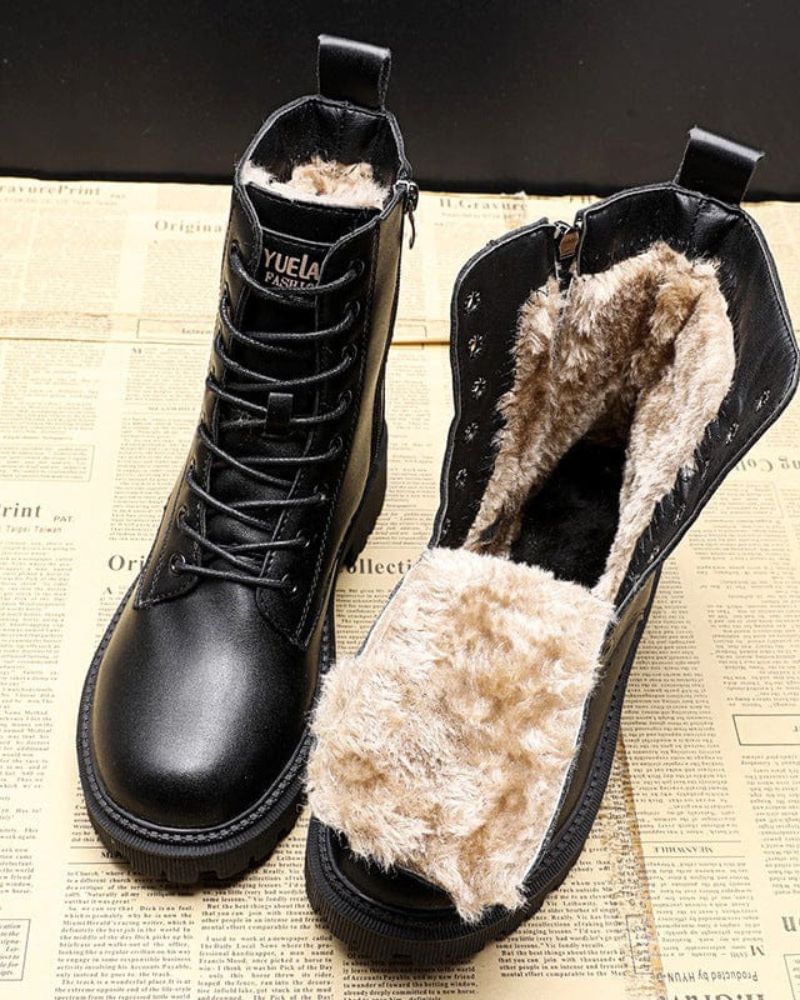 Drune | Schwarze Leder Winterstiefel