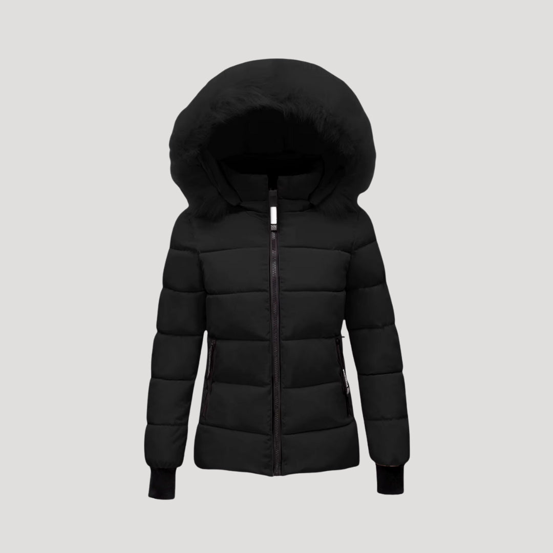 Drune | Damen Pufferjacke mit Pelzkapuze & Wattierte Jacke