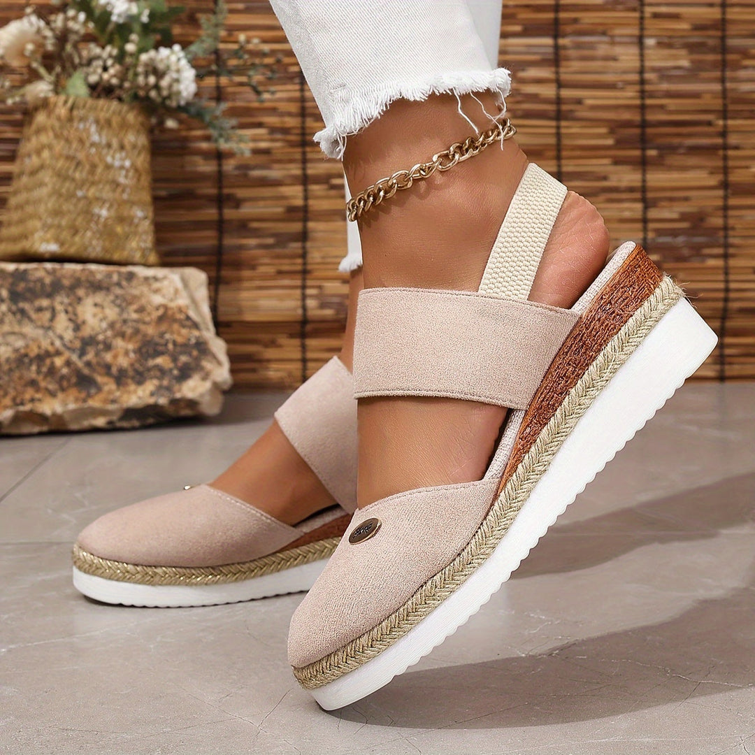 Drune | Damen Sandalen Auf Plattform: Rutschfest, Geschlossene Zehe, Elastischer Riemen