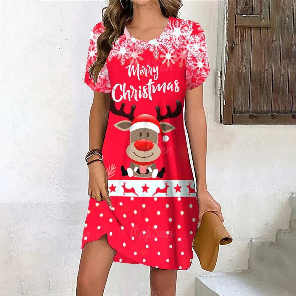 Drune | Eleganter Glanz Schneeflocken Kleid