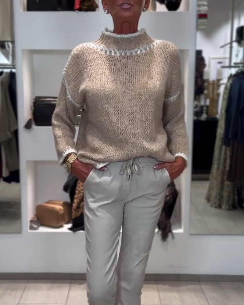 Drune | Pullover mit Hohem Kragen und Kontrastfarben