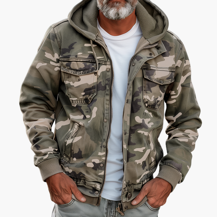 Drune | Cargo-Jacke im Camouflage-Stil mit Kapuze - Modischer Outdoor- und Streetwear-Look