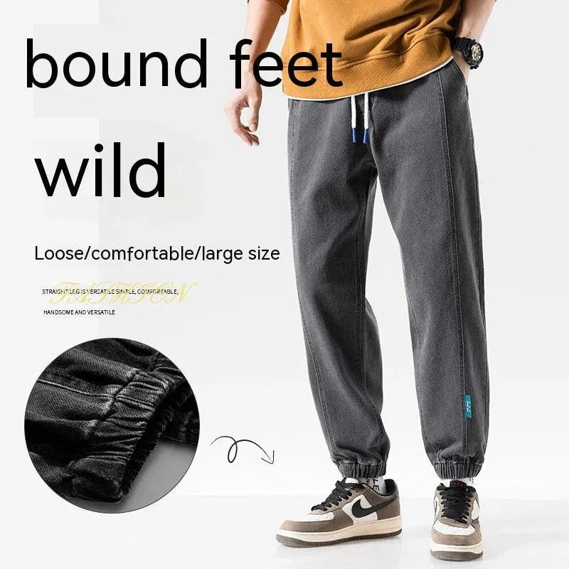 Drune | Modische Plus-Size-Herren-Jeans mit Knöchelbindung