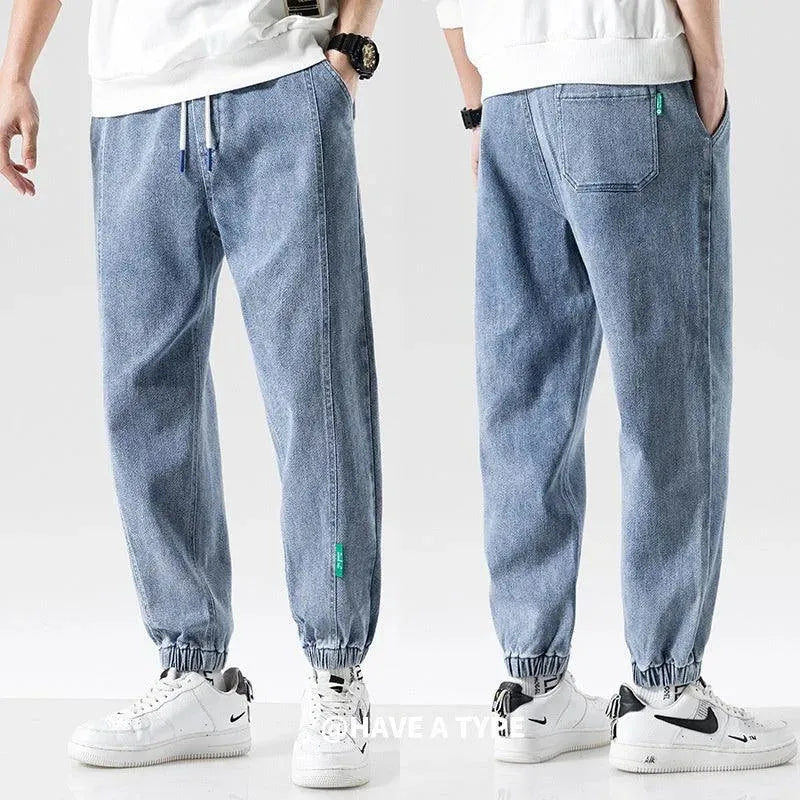 Drune | Modische Plus-Size-Herren-Jeans mit Knöchelbindung