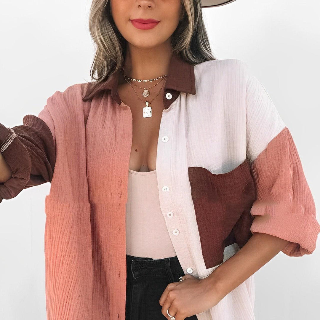 Drune | Colorblock Hemd Mit Knopfverschluss Für Damen