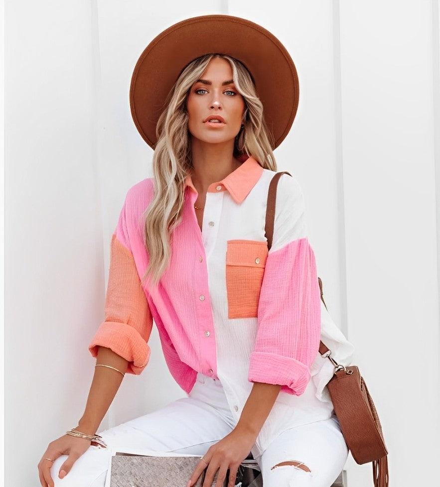 Drune | Colorblock Hemd Mit Knopfverschluss Für Damen