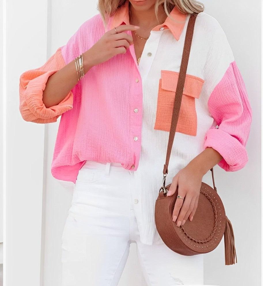 Drune | Colorblock Hemd Mit Knopfverschluss Für Damen