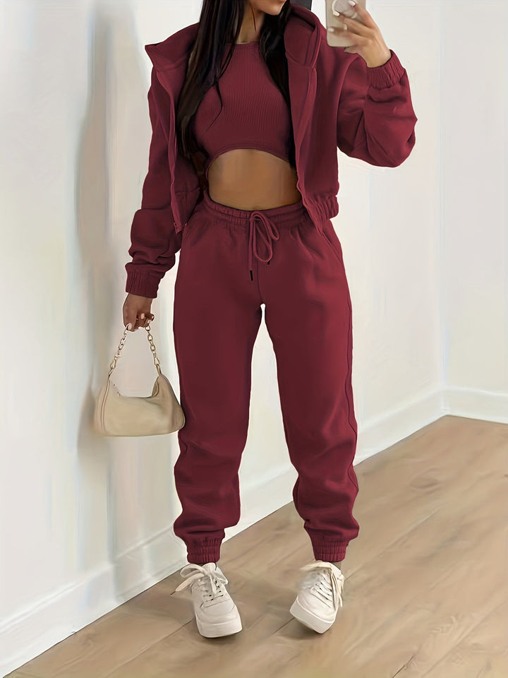 Drune | Kapuzenjacke & Tanktop & Jogginghose Drei Teilige Satz Outfits