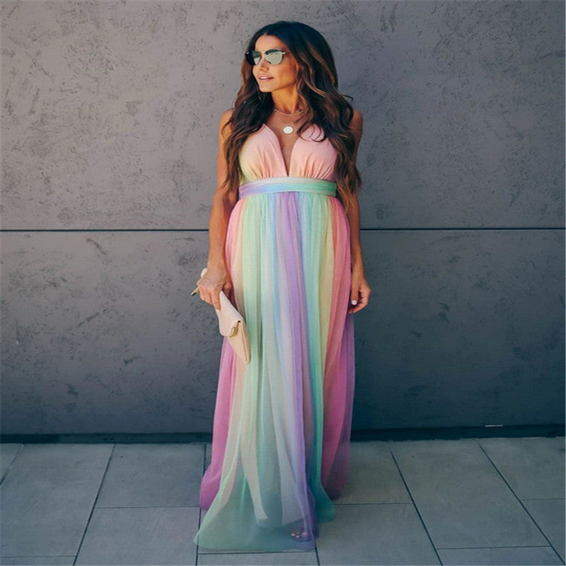 Drune | Regenbogen Netzkleid Für Damen Mit Trägern