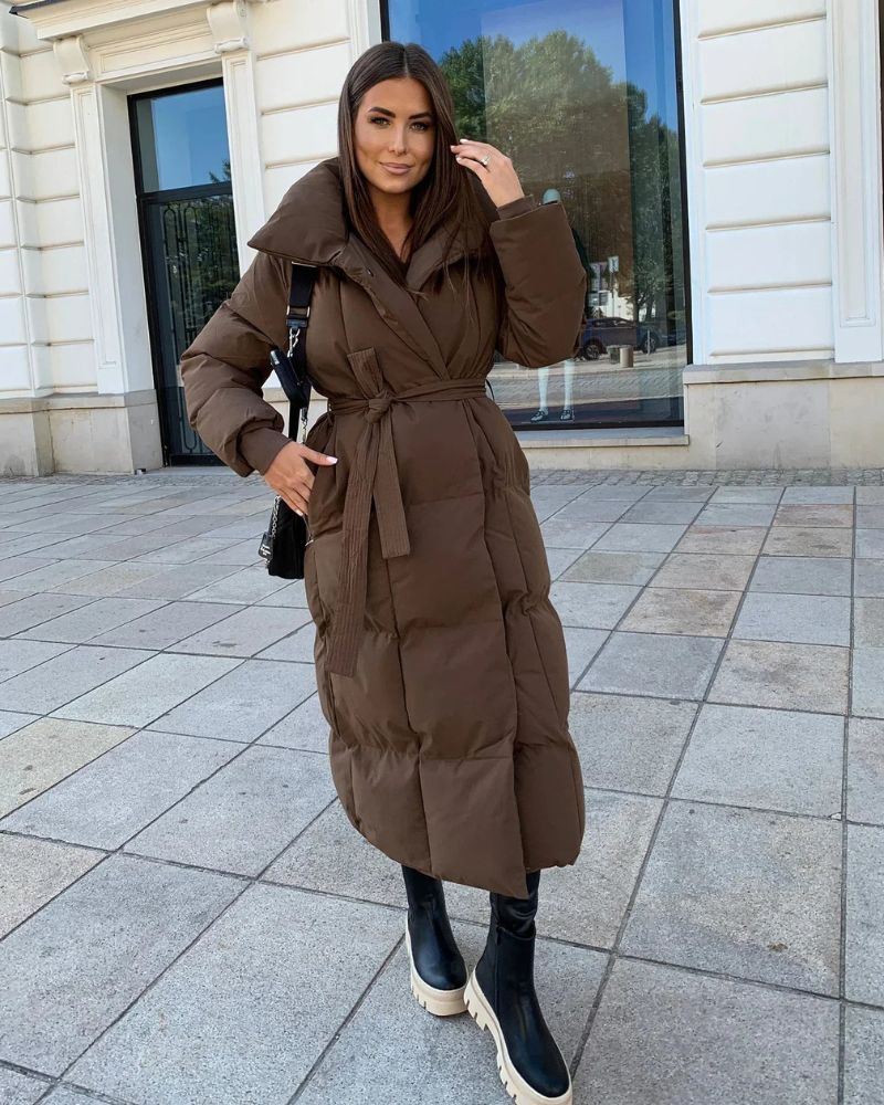 Drune | Lange Pufferjacke mit Gürtel