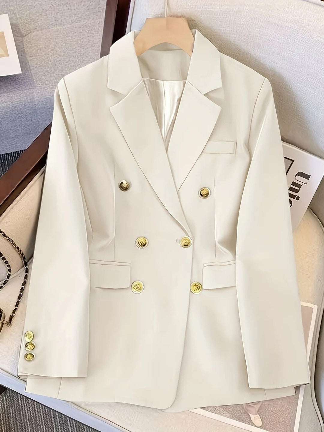 Drune | Eleganter Business Slim Blazer mit goldenen Knöpfen Ideal für alle Jahreszeiten