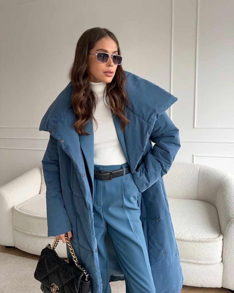 Drune | Lange Pufferjacke mit Gürtel