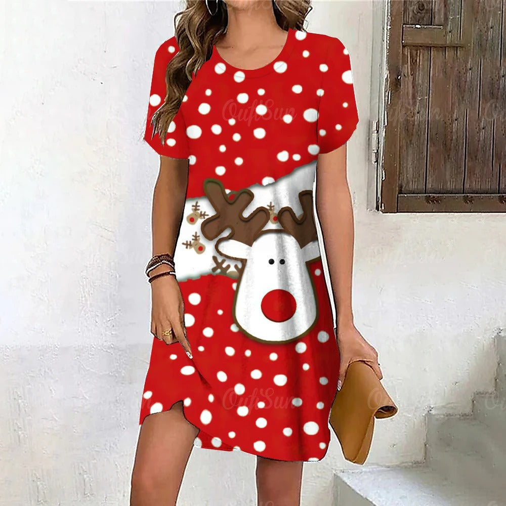 Drune | Eleganter Glanz Schneeflocken Kleid