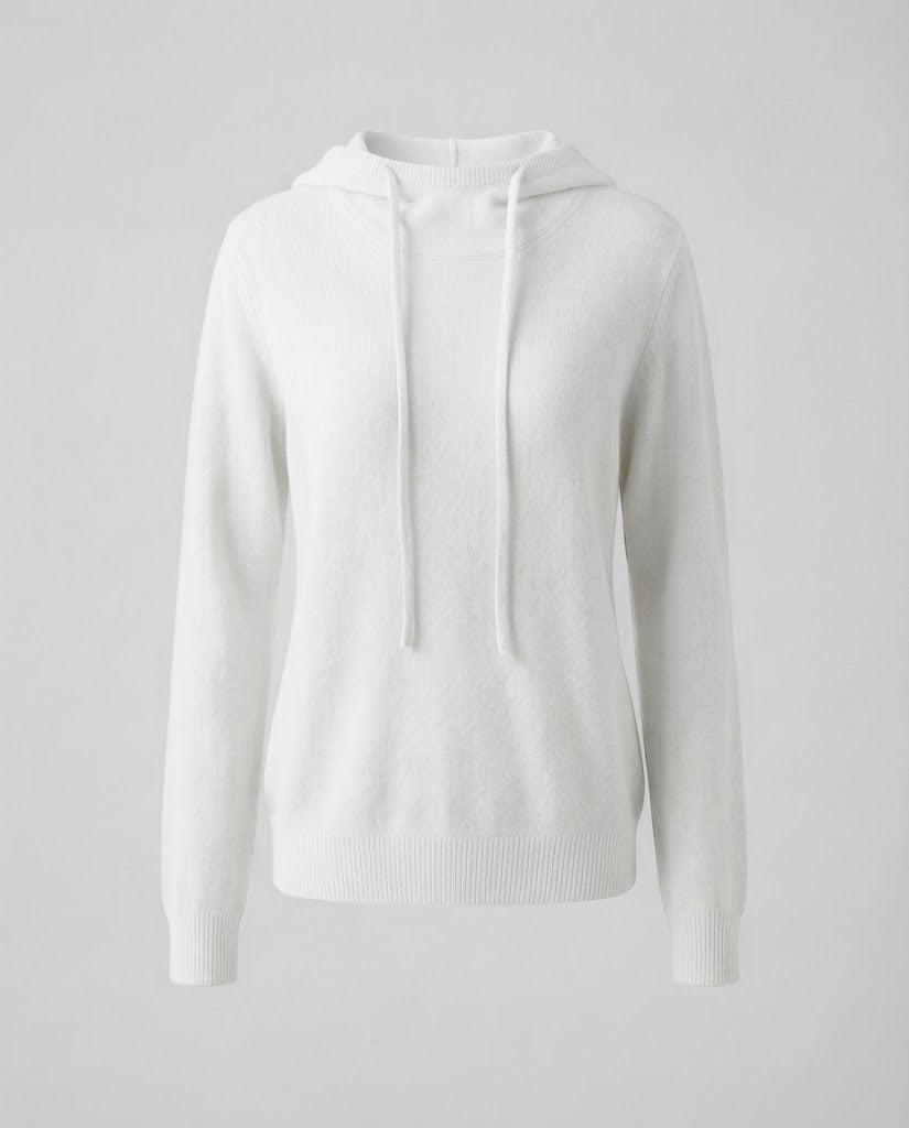 Damen Feiner Kapuzen‑Strickpullover im Kaschmir‑Look mit zartem Flor und gerippten Bündchen Drune