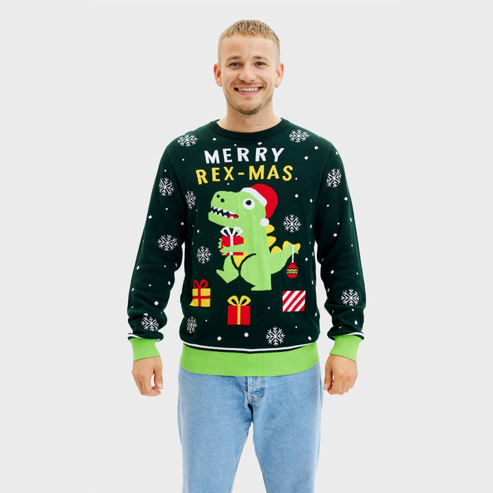 Drune | Lustiger Dino Weihnachtspullover - Herren