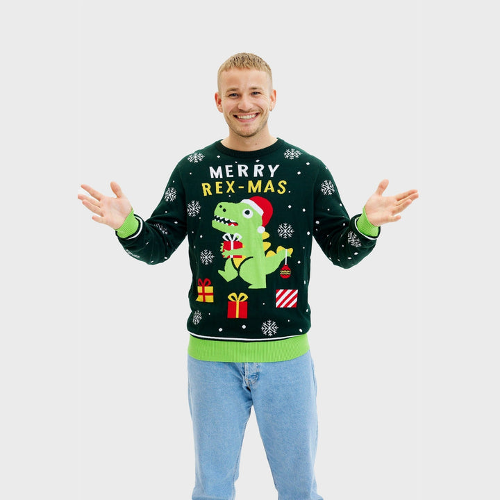 Drune | Lustiger Dino Weihnachtspullover - Herren