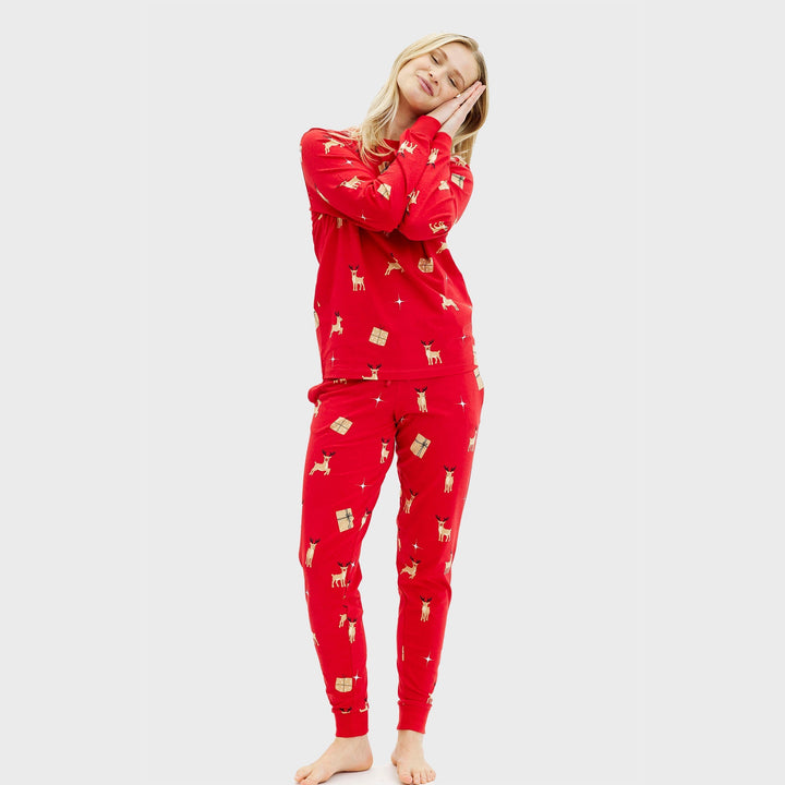 Drune | Elegante rote Weihnachts-Pyjama - Damen