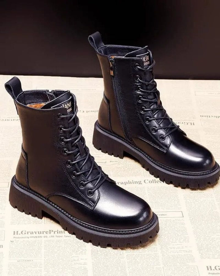 Drune | Schwarze Leder Winterstiefel