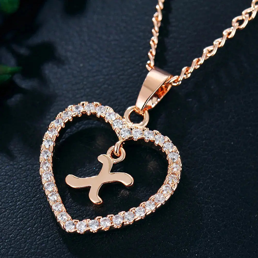 Drune | Buchstaben Zirkon Liebe Kette Schmuck Anhänger
