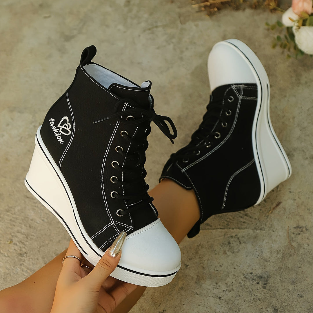 Drune | Einfache Canvas Stiefeletten Mit Liebesmotiv