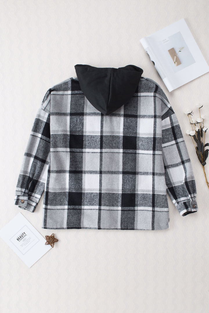Drune | Gitterhemdenjacke mit Kapuze Polyester Lässig und Trendy