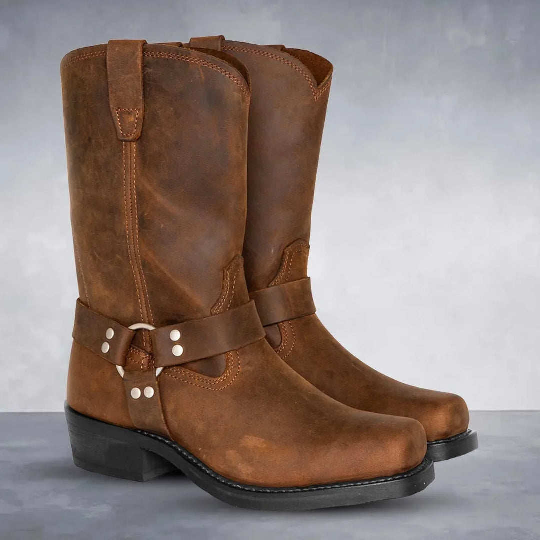Lorn Retro Leather Cowboy Boots
