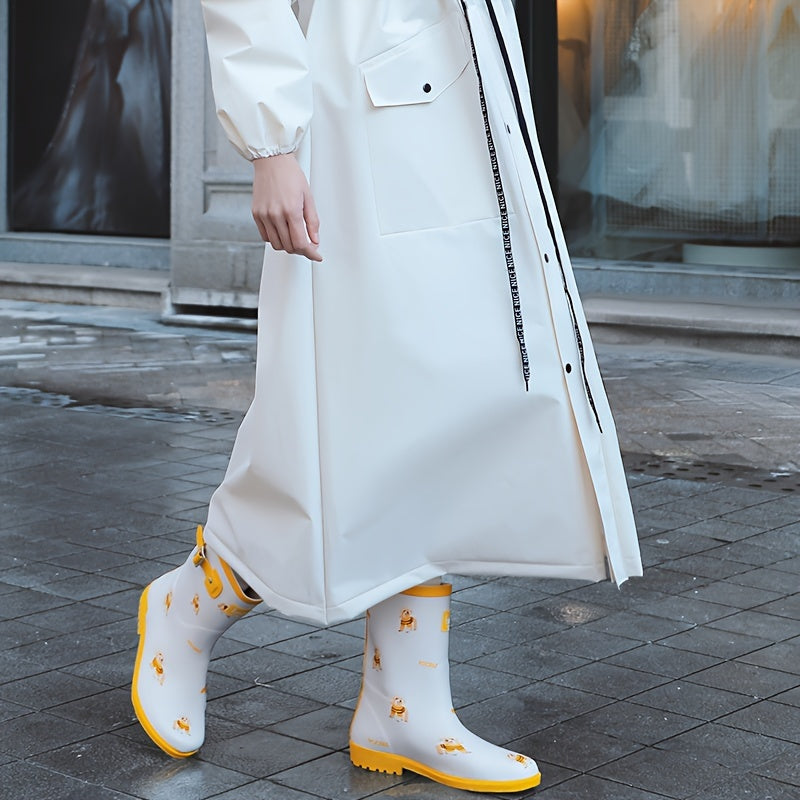 Drune | Wasserdichte Damen Lange Regenjacke Mit Kapuze in Weiß